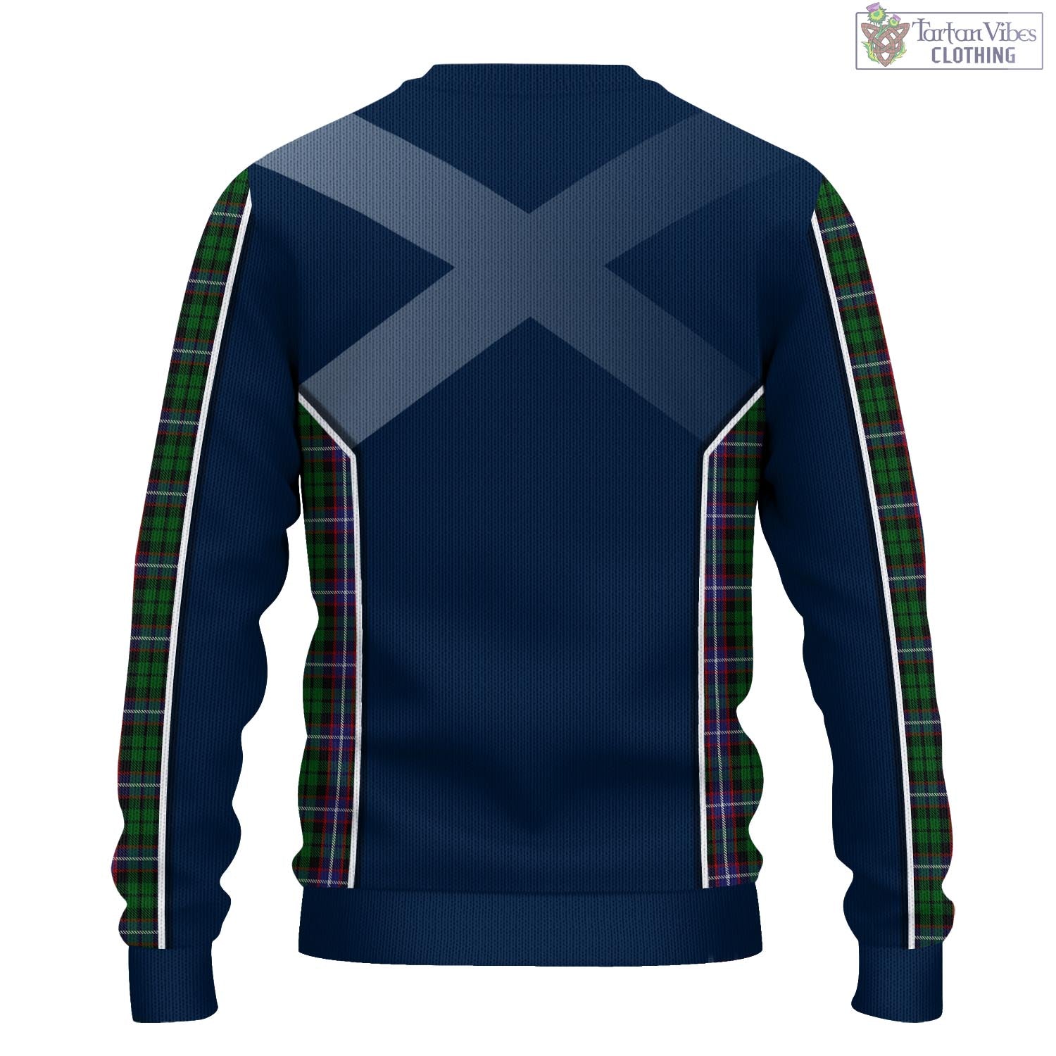 Russell Tartan Knitted Sweatshirt with Family Crest and Scottish Thistle Vibes Sport Style - Tartan Vibes Clothing