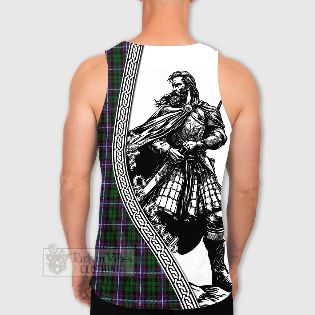Russell Tartan Clan Crest Men's Tank Top with Highlander Warrior Celtic Style - Tartan Vibes Clothing