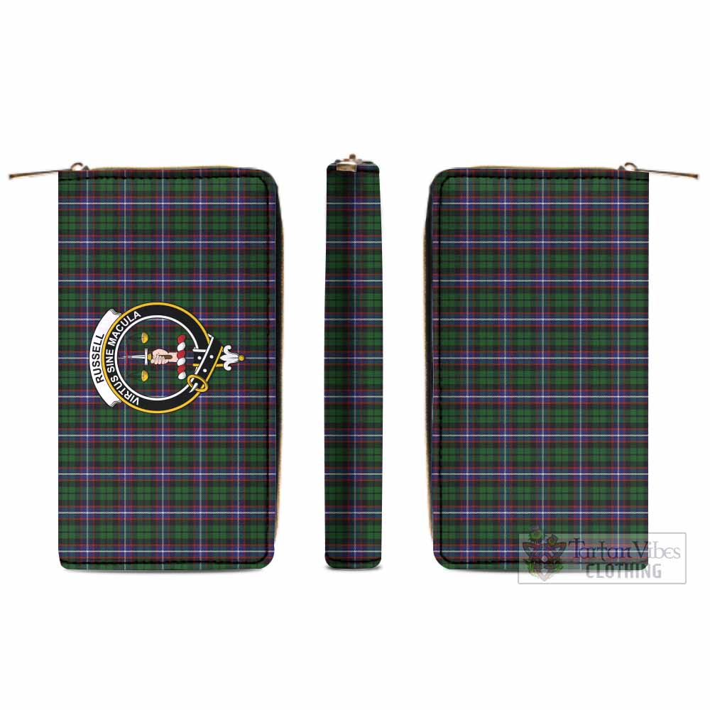 Russell Tartan Women's Leather Wallet with Family Crest - Tartan Vibes Clothing