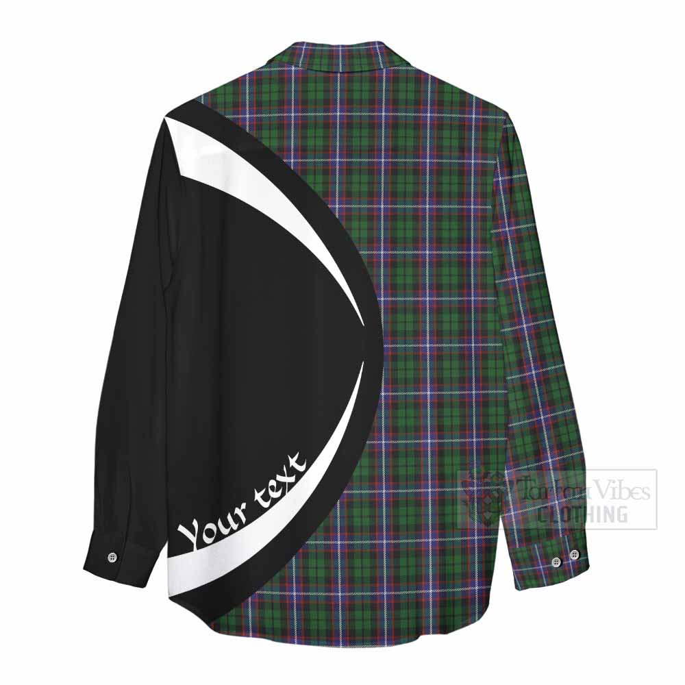 Russell Tartan Women's Casual Shirt with Family Crest Circle Style - Tartan Vibes Clothing
