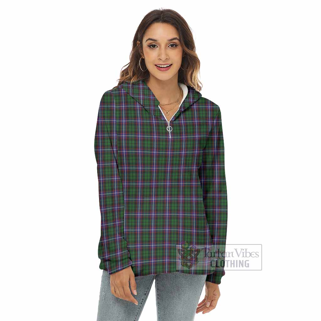 Russell Tartan Women's Borg Fleece Hoodie with Half Zip - Tartan Vibes Clothing