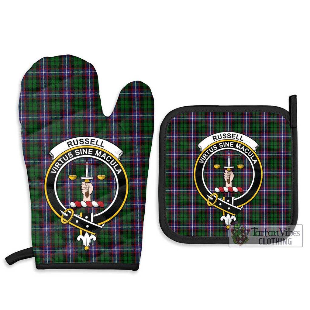 Russell Tartan Combo Oven Mitt & Pot-Holder with Family Crest - Tartan Vibes Clothing