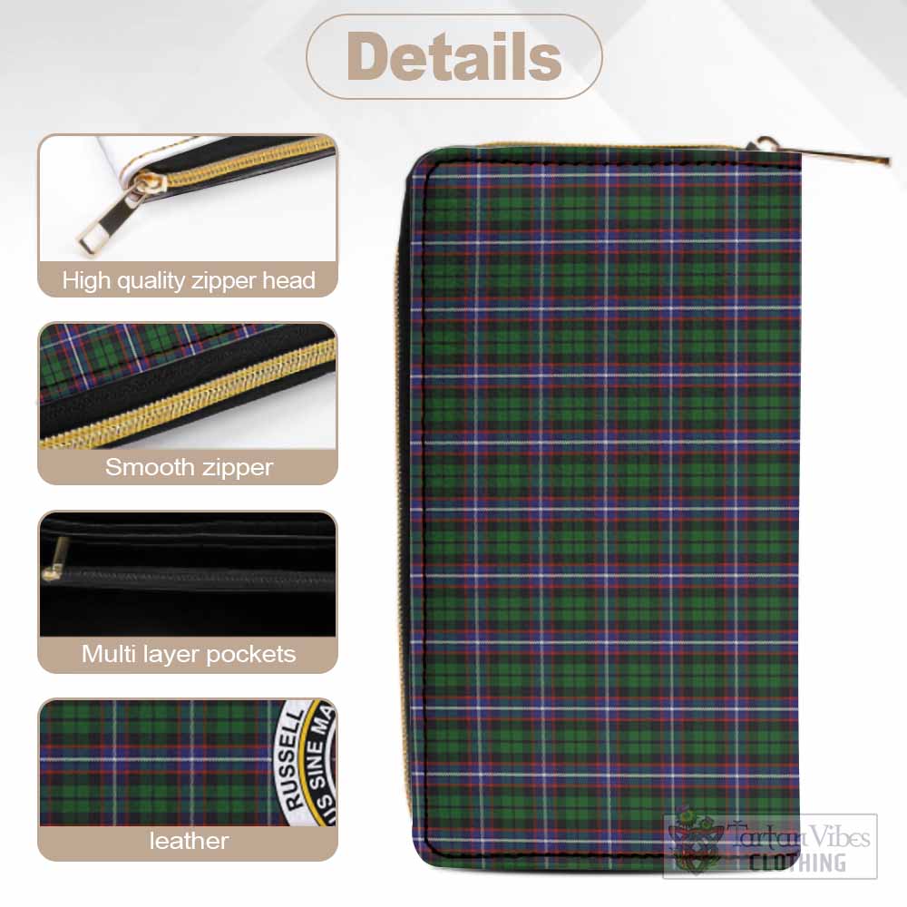 Russell Tartan Women's Leather Wallet with Family Crest - Tartan Vibes Clothing