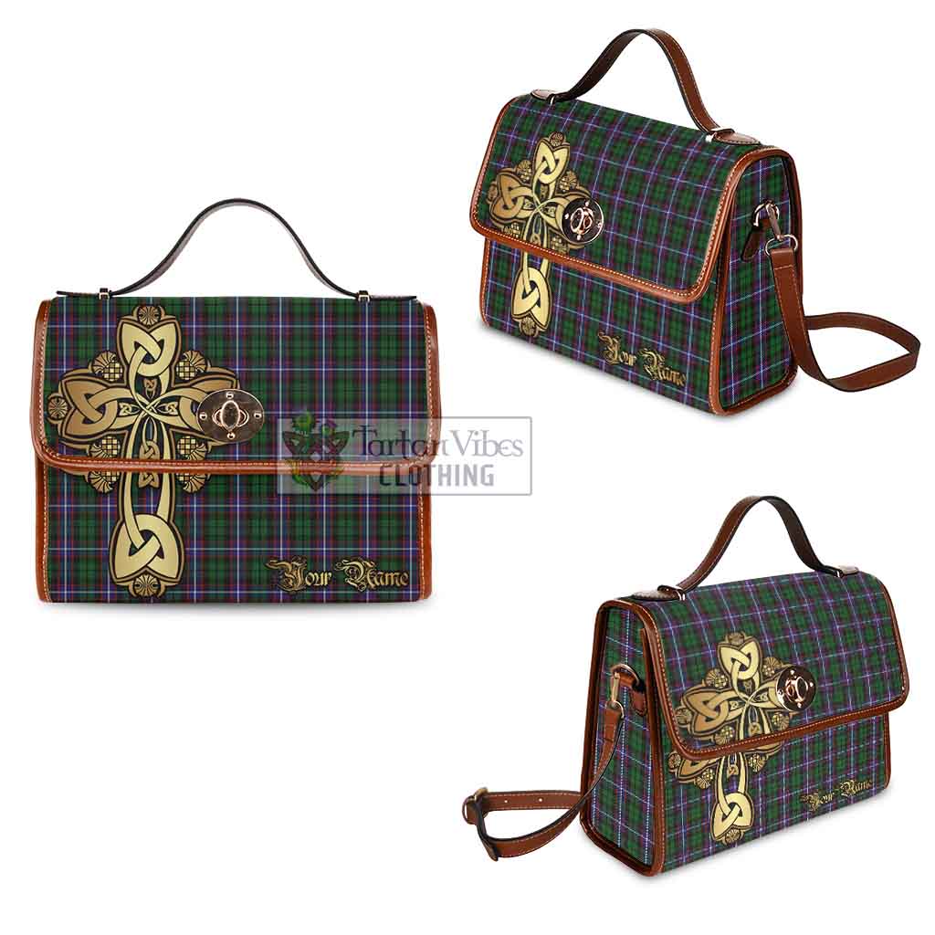 Tartan Vibes Clothing Russell Tartan Waterproof Canvas Bag Golden Thistle Celtic Cross Style