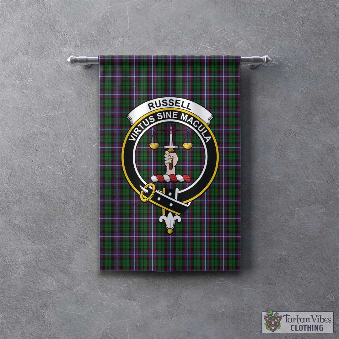 Russell Tartan Gonfalon, Tartan Banner with Family Crest - Tartan Vibes Clothing