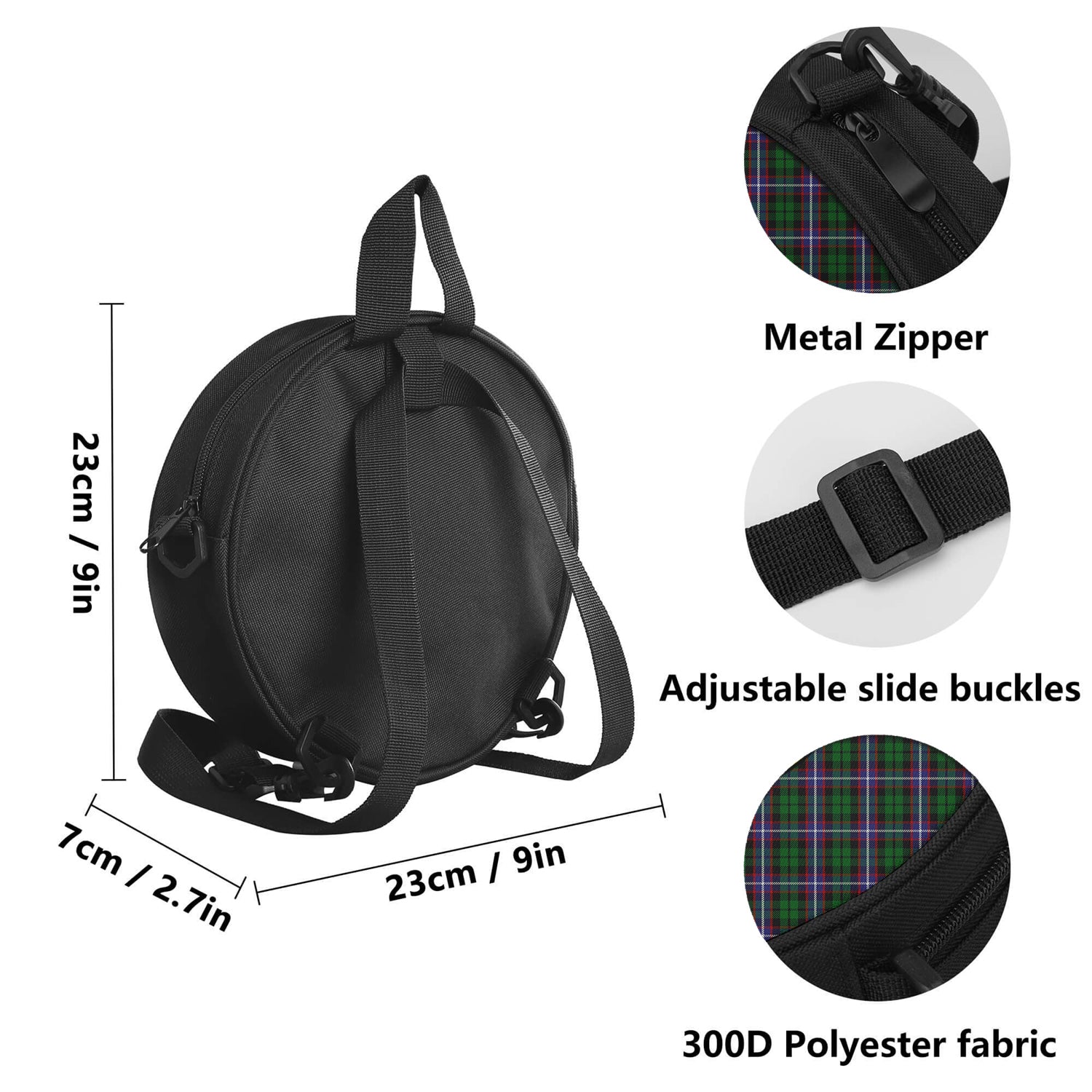 Russell Tartan Round Satchel Bags with Family Crest - Tartan Vibes Clothing