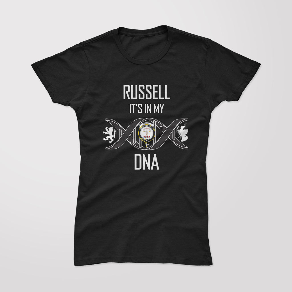 Russell Family Crest DNA In Me Womens Cotton T Shirt - 2D-tartanvibesclothing