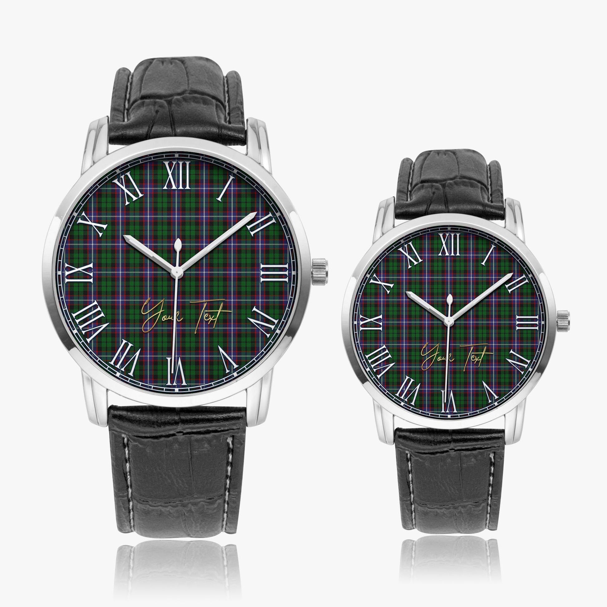 Russell Tartan Personalized Your Text Leather Trap Quartz Watch - Tartan Vibes Clothing