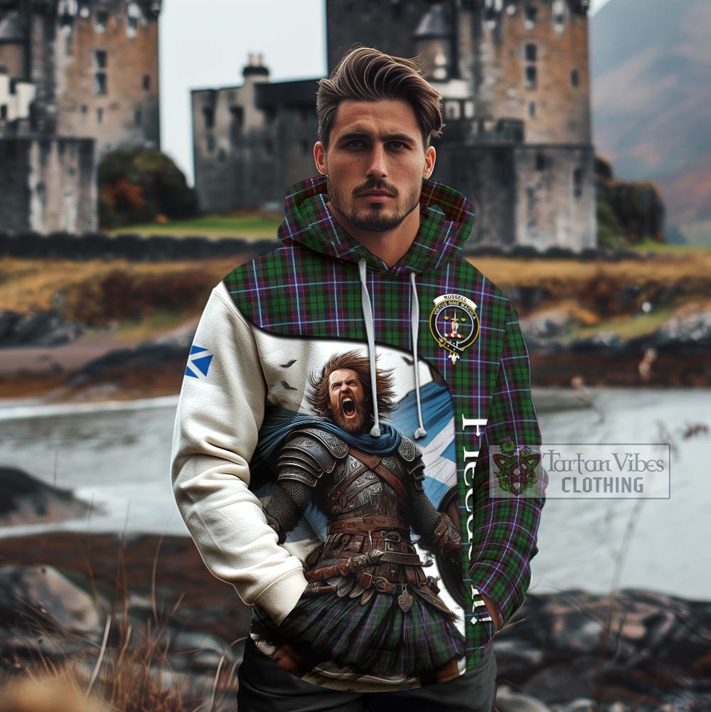 Tartan Vibes Clothing Russell Crest Tartan Cotton Hoodie Inspired by the Freedom of Scottish Warrior