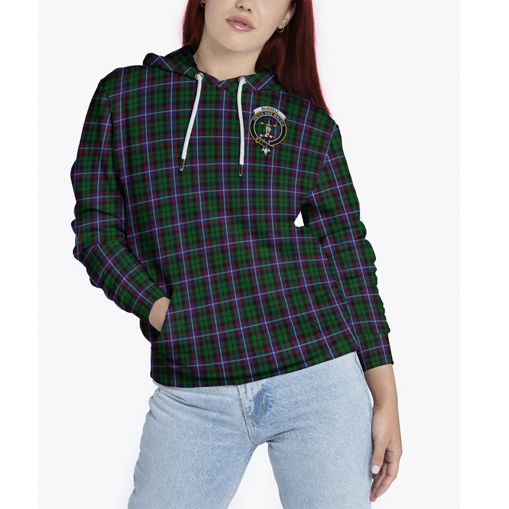 Russell Tartan Hoodie with Family Crest - Tartan Vibes Clothing