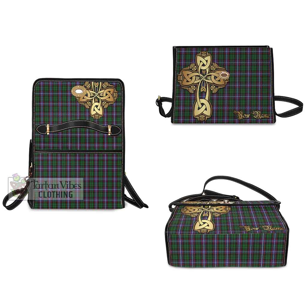 Tartan Vibes Clothing Russell Tartan Waterproof Canvas Bag Golden Thistle Celtic Cross Style