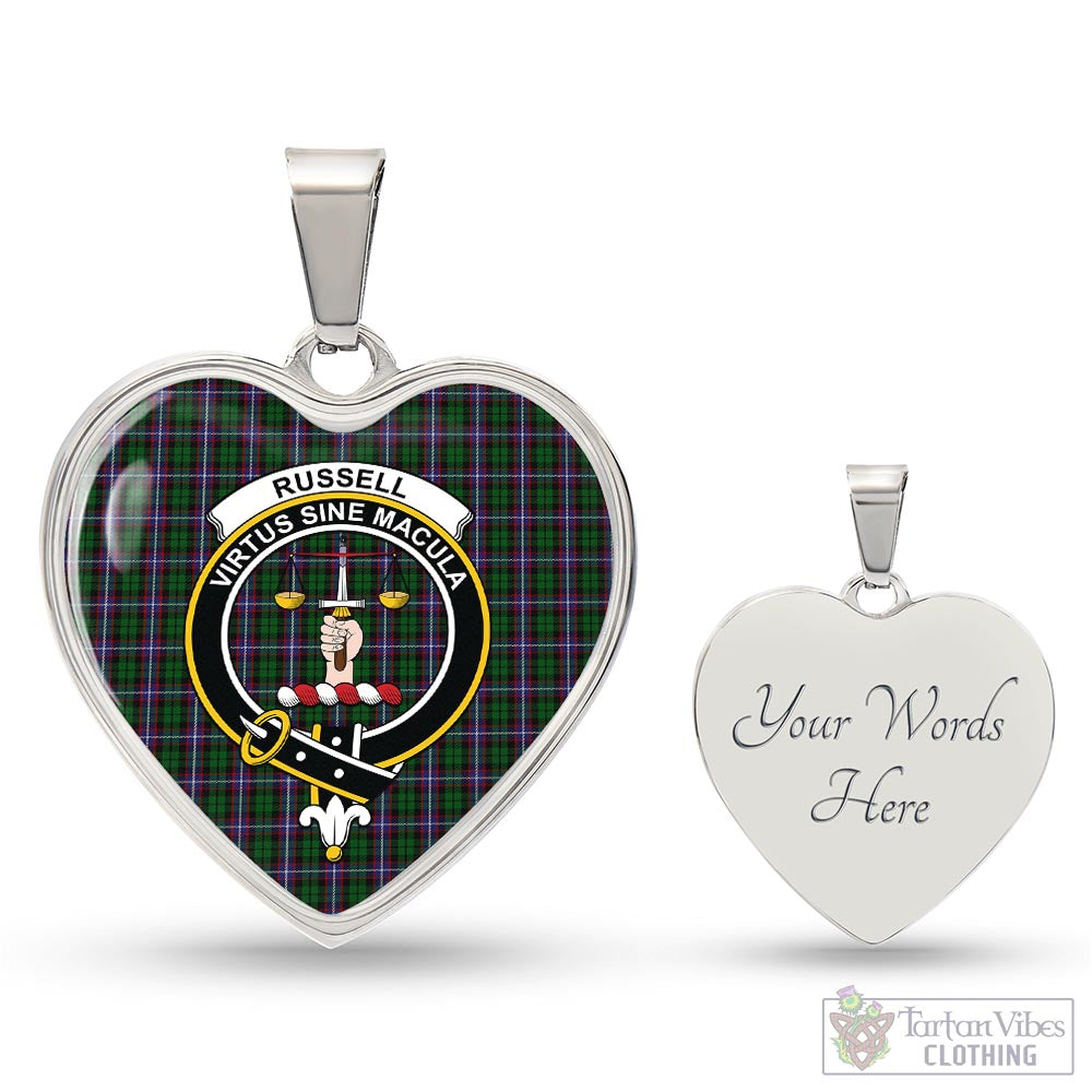Russell Tartan Heart Necklace with Family Crest Luxury Necklace (Silver) Yes - Tartan Vibes Clothing