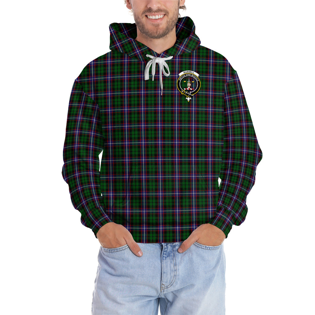 Russell Tartan Hoodie with Family Crest - Tartan Vibes Clothing
