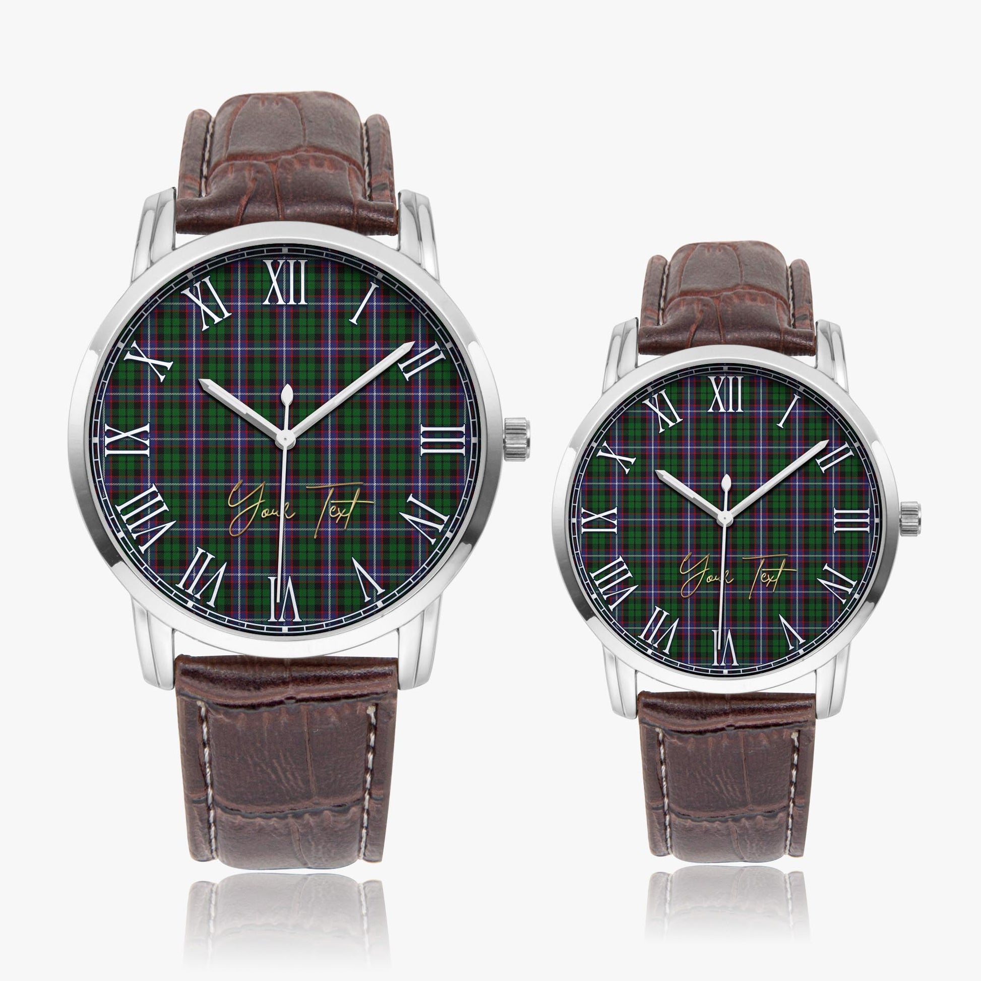 Russell Tartan Personalized Your Text Leather Trap Quartz Watch - Tartan Vibes Clothing