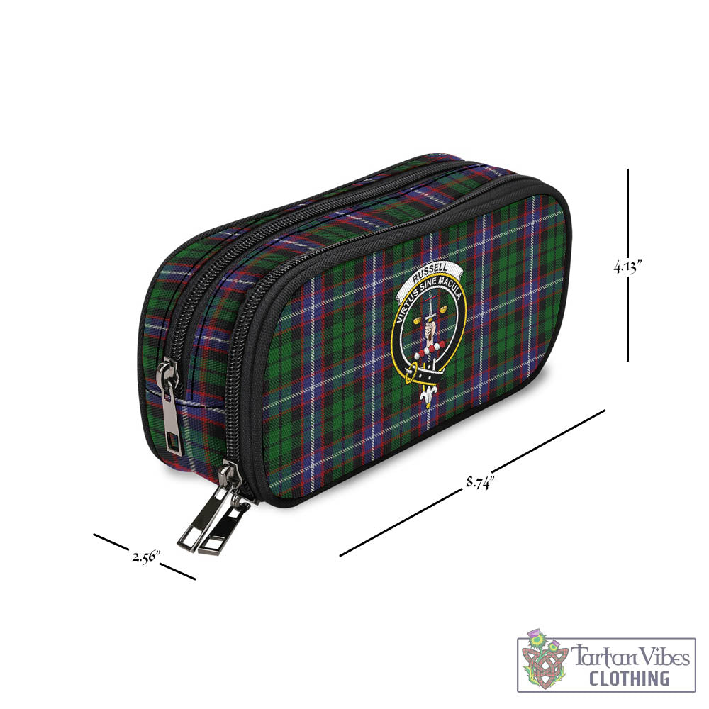 Russell Tartan Pen and Pencil Case with Family Crest - Tartan Vibes Clothing