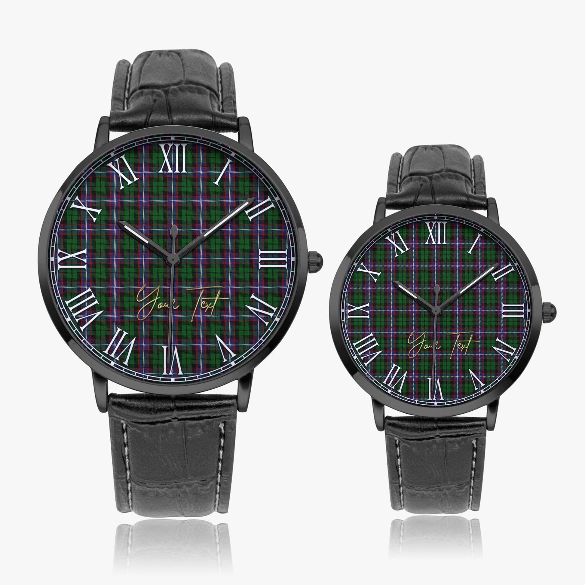 Russell Tartan Personalized Your Text Leather Trap Quartz Watch - Tartan Vibes Clothing