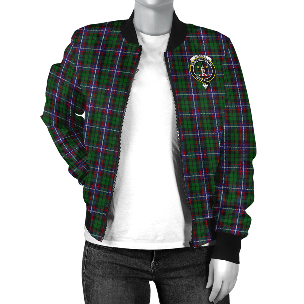 Russell Tartan Bomber Jacket with Family Crest - Tartan Vibes Clothing