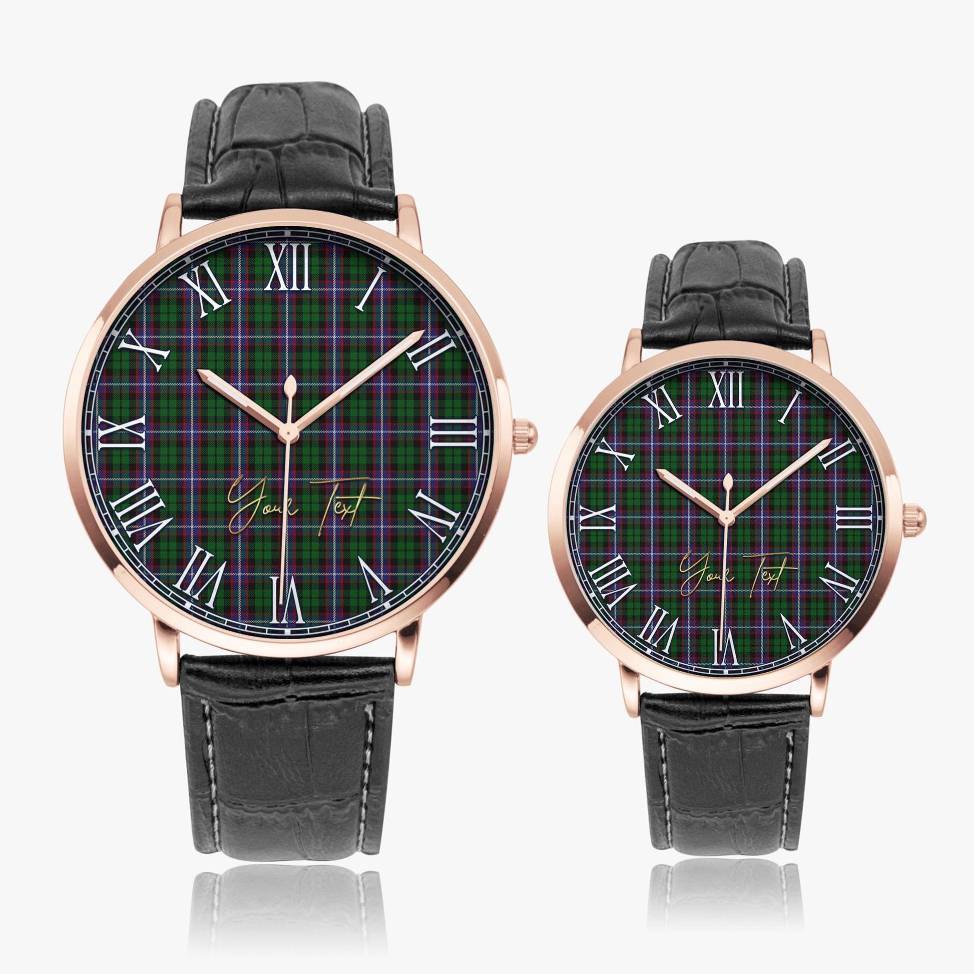 Russell Tartan Personalized Your Text Leather Trap Quartz Watch - Tartan Vibes Clothing
