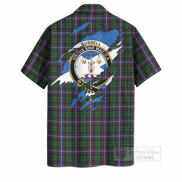 Russell Clan Crest In Me Tartan Hawaiian Shirt Scotland Flag Style