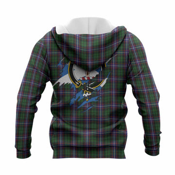 Russell Clan Crest In Me Tartan Knitted Hoodie Scotland Flag Style