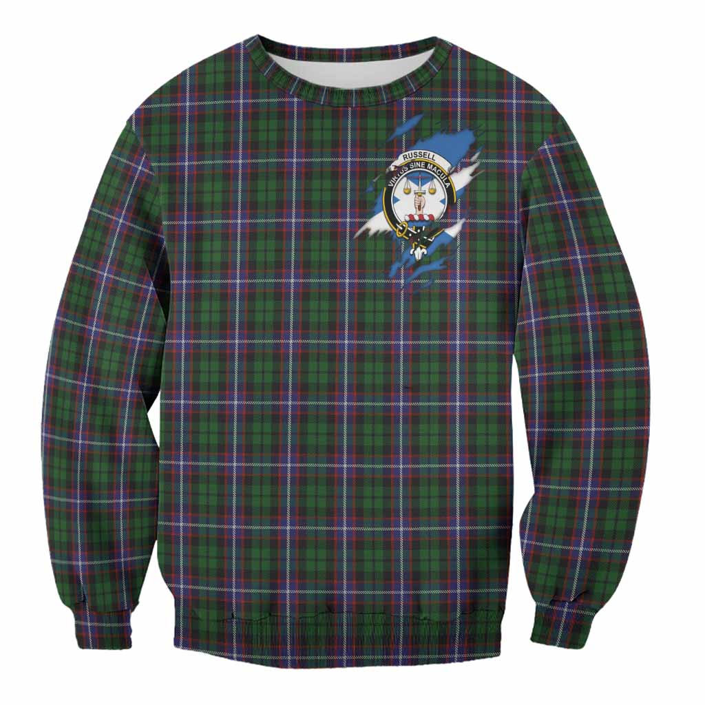 Russell Clan Crest In Me Tartan Sweatshirt Scotland Flag Style