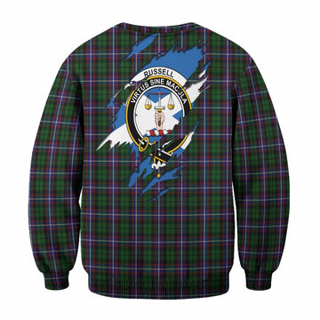 Russell Clan Crest In Me Tartan Sweatshirt Scotland Flag Style