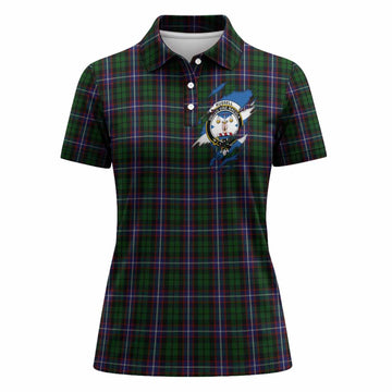 Russell Clan Crest In Me Tartan Women Polo Shirt Scotland Flag Style