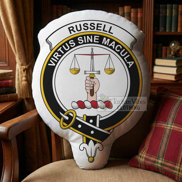 Russell Clan Crest Shaped Throw Pillow, Scottish Clan Badge Decorative Pillow