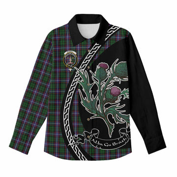Russell Family Crest Tartan Women Casual Shirt Alba Thistle Inspired - Tartan Vibes Clothing