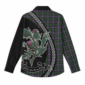 Russell Family Crest Tartan Women Casual Shirt Alba Thistle Inspired - Tartan Vibes Clothing