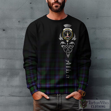 Russell Modern Tartan Sweatshirt Featuring Alba Gu Brath Family Crest Celtic Inspired