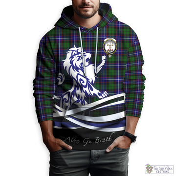 Russell Modern Tartan Hoodie with Alba Gu Brath Regal Lion Emblem