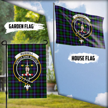 Russell Modern Tartan Flag with Family Crest