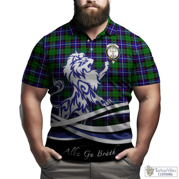 Russell Modern Tartan Polo Shirt with Alba Gu Brath Regal Lion Emblem