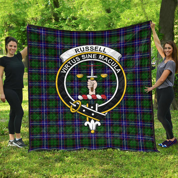 Russell Modern Tartan Quilt with Family Crest