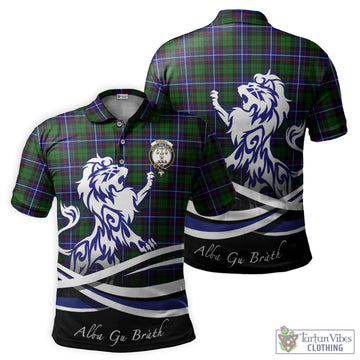 Russell Modern Tartan Polo Shirt with Alba Gu Brath Regal Lion Emblem