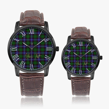 Russell Modern Tartan Personalized Your Text Leather Trap Quartz Watch