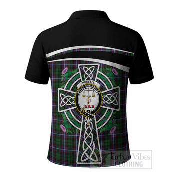 Russell Tartan Crest Polo Shirt Scottish Thistle Celtic Cross Alba Gu Brath