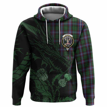 Russell Tartan Crest Scottish Hoodie Dragon and Thistle