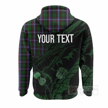 Russell Tartan Crest Scottish Hoodie Dragon and Thistle