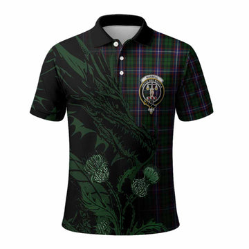 Russell Tartan Crest Scottish Polo Shirt Dragon and Thistle