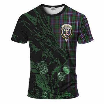 Russell Tartan Crest Scottish T-Shirt Dragon and Thistle