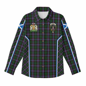 Russell Tartan Crest Women Casual Shirt Scotland Coat of Arm Flag Style - Tartan Vibes Clothing
