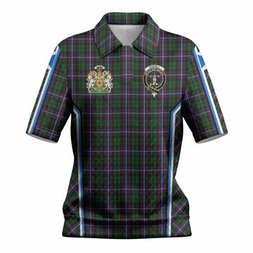 Russell Tartan Crest Women’s Polo Sweater Top Scotland Coat of Arm Flag Style
