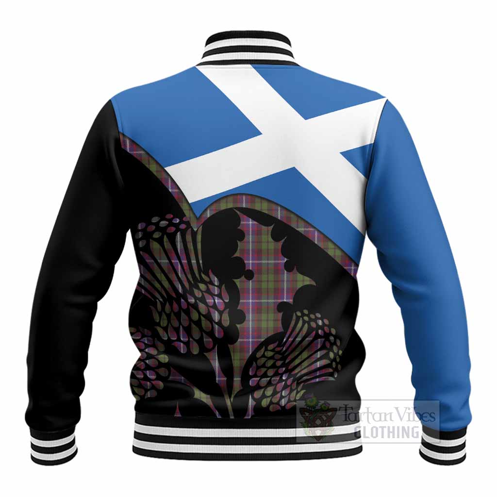 Russell Tartan Family Crest Baseball Jacket Scotland Thistle Floral Flag Style