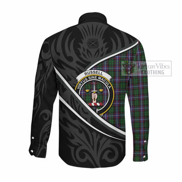 Russell Tartan Family Crest Long Sleeve Button Shirts Celtic Scottish Thistle Floral - Tartan Vibes Clothing