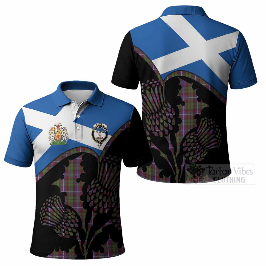 Russell Tartan Family Crest Polo Shirt Scotland Thistle Floral Flag Style