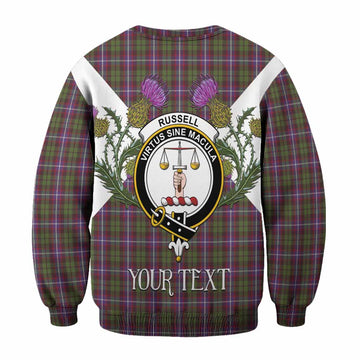 Russell Tartan Family Crest Sweatshirt Scottish Burns Night Thistle Floral