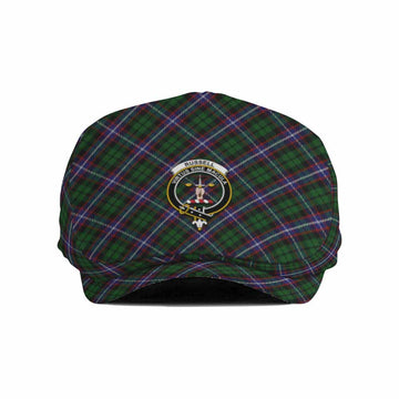 Russell Tartan Flat Cap, Jeff Cap Cross Style with Family Crest