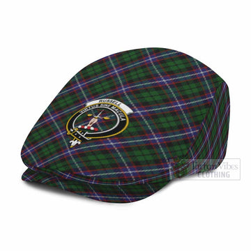 Russell Tartan Flat Cap, Jeff Cap Cross Style with Family Crest
